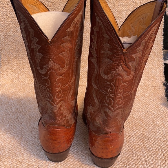 Justin Boots Shoes Justin Mens Cognac Ostrich Western Boots Pointed